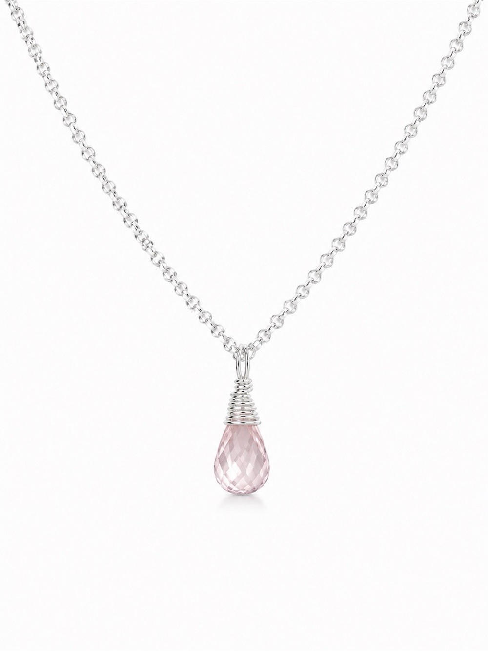N5017 Rose Quartz Briollette Necklace